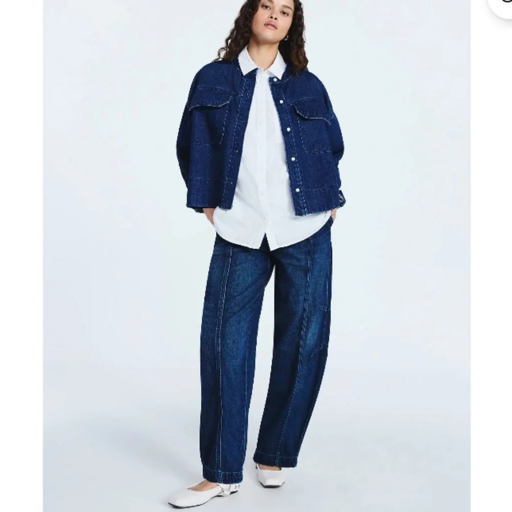 Oversized Cropped Denim Jacket Sz XS
